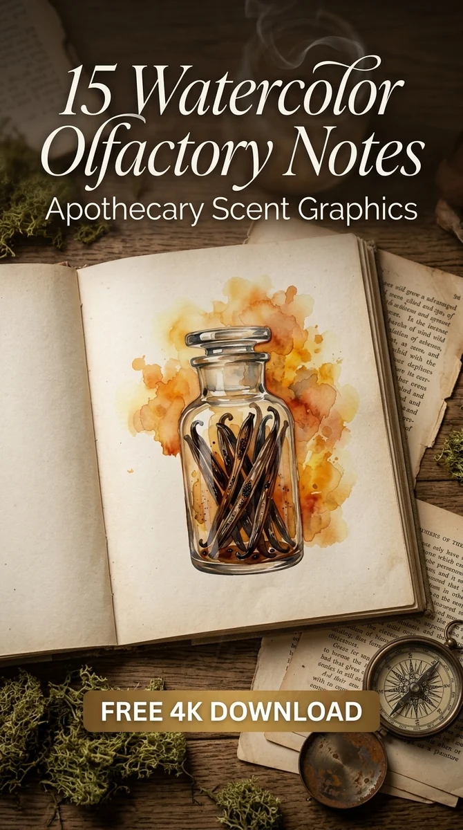 Free Vanilla Apothecary Jar PNG | Vintage Perfume Clipart — Apothecary & Scent Graphics | Perfume Clipart watercolor clipart