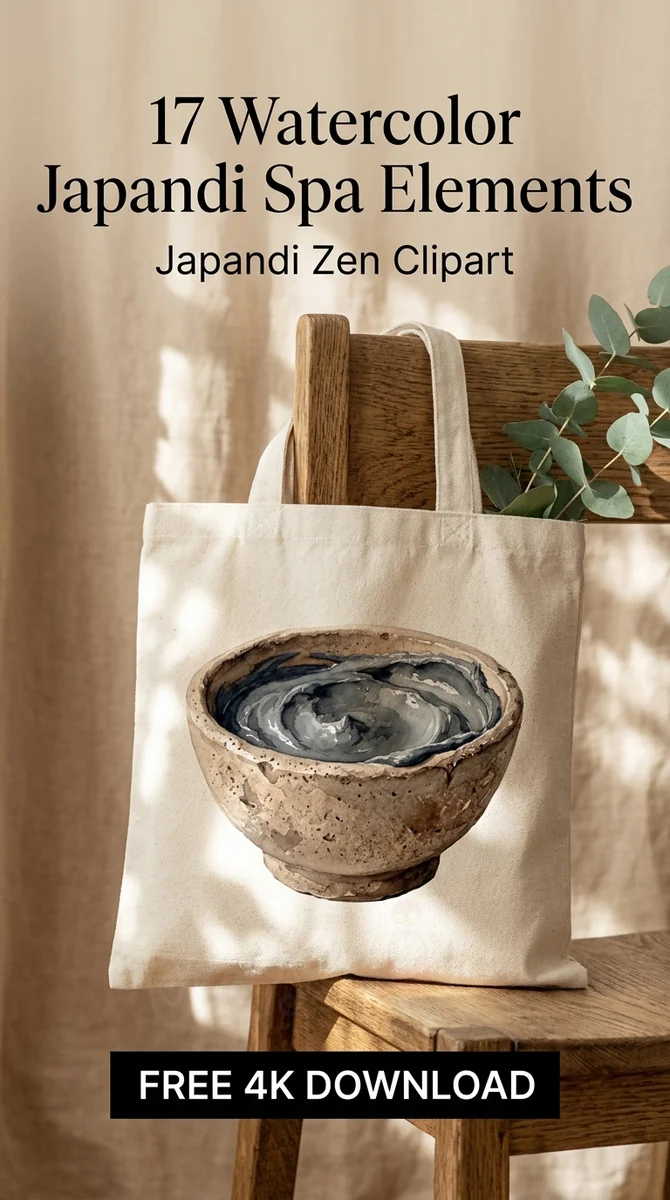 Free Organic Mud Mask Clipart | Japandi Spa Bowl PNG — Japandi Spa Decor | Zen Clipart PNG watercolor clipart