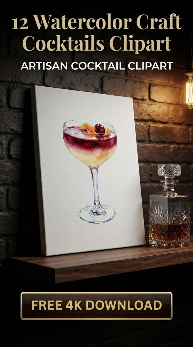 Free New York Sour PNG | Watercolor Craft Cocktail Clipart — Craft Cocktails | Watercolor Bar Menu PNGs watercolor clipart
