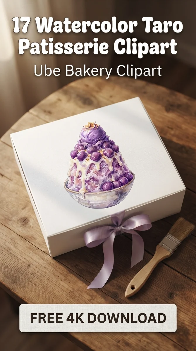 Free Ube Shaved Ice PNG | Filipino Halo-Halo Clipart — Taro Patisserie | Ube Dessert Clipart PNG watercolor clipart