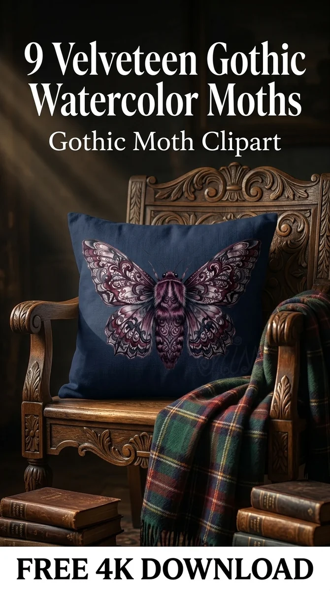Free Symmetrical Gothic Moth PNG | Ornate Dark Purple Clipart — Dark Academia | Gothic Moth Clipart watercolor clipart