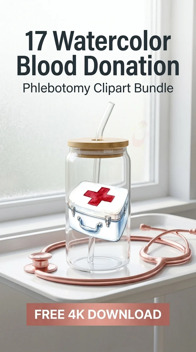 Free Watercolor Emergency Box PNG | First Aid Kit Clipart — Watercolor Blood Donation | Medical Clipart watercolor clipart