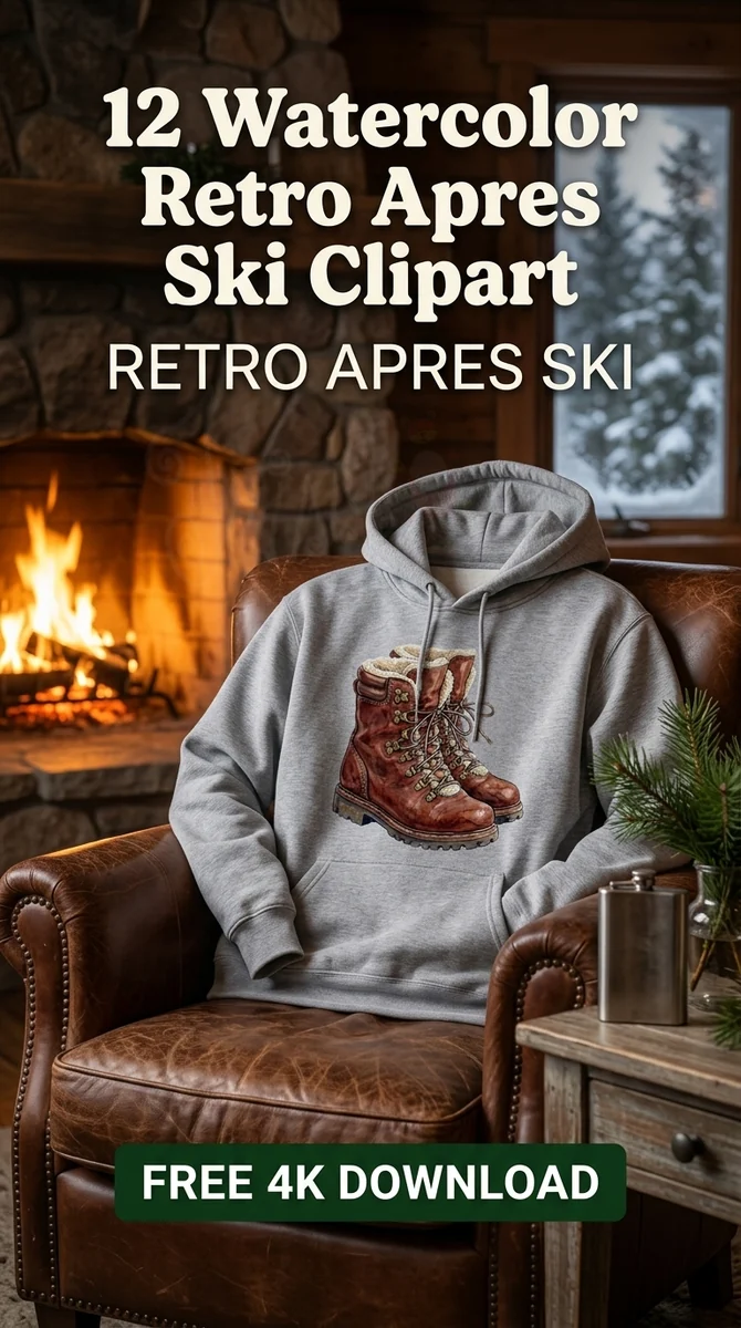Free Cozy Winter Boots PNG | Watercolor Snow Boots Clipart — Retro Apres Ski Clipart Cozy Winter Watercolor PNG watercolor clipart