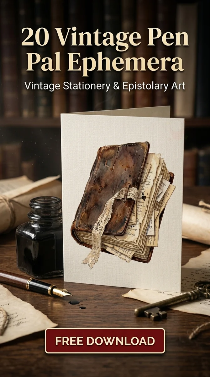 Free Lace-Tied Vintage Notebook PNG | Junk Journal Clipart β Vintage Pen Pal Ephemera Clipart watercolor clipart