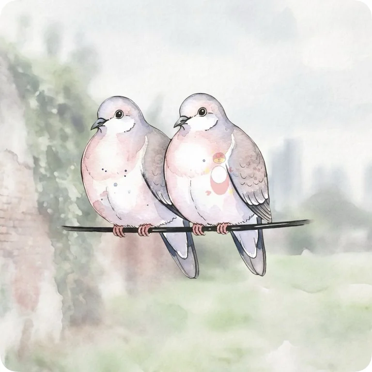 Free Romantic Doves PNG | Love Bird Watercolor Clipart for Weddings — Urban Wildlife Watercolor Clipart City Animal PNG watercolor clipart