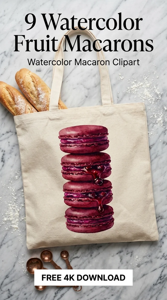 Free Cherry Macaron Stack PNG | Red Fruit Pastry Clipart β French Patisserie Clipart | Watercolor Macaron PNG watercolor clipart