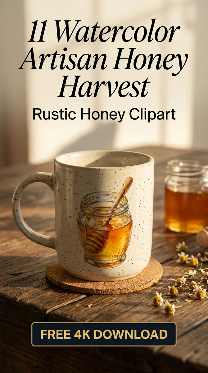 Free Watercolor Honey Pot PNG | Realistic Glass Jar Clipart β Cottagecore Honey Clipart | Rustic Watercolor Bee watercolor clipart