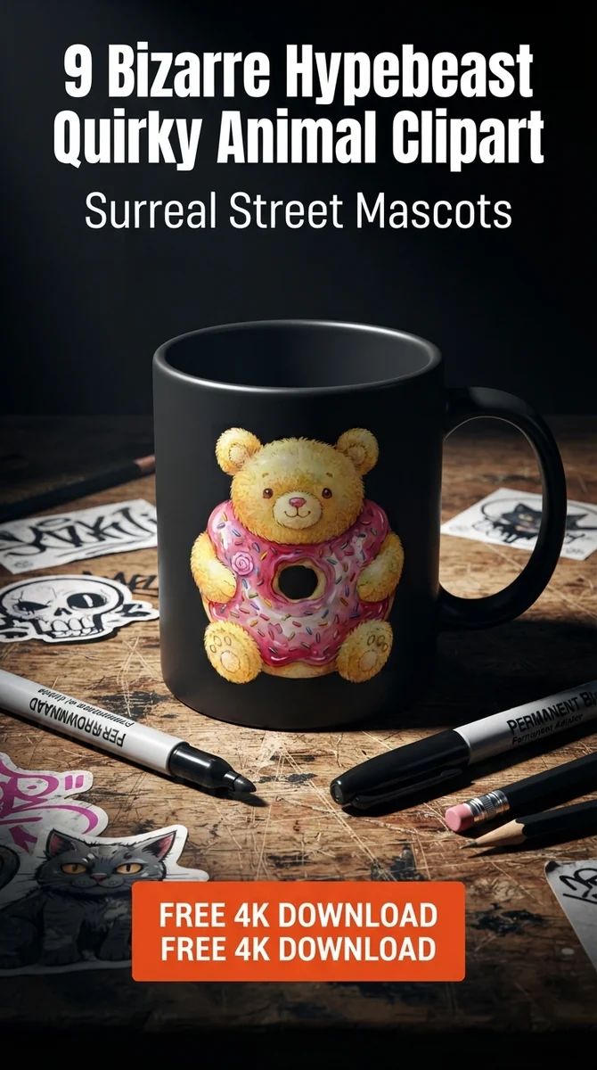 Free Hypebeast Donut Bear PNG | Cute Streetwear Teddy Clipart — Hypebeast Streetwear Clipart | Quirky PNGs watercolor clipart