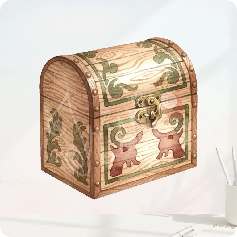 Wooden Treasure Chest PNG | Money Box Clipart — Watercolor Budget Planner Clipart watercolor clipart