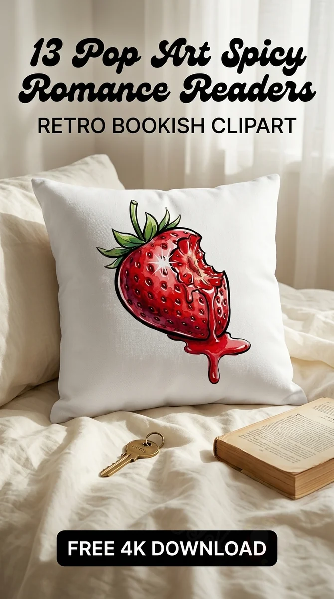 Free Bitten Strawberry PNG | Juicy Pop Art Clipart — Spicy Romance Reader Clipart PNG watercolor clipart