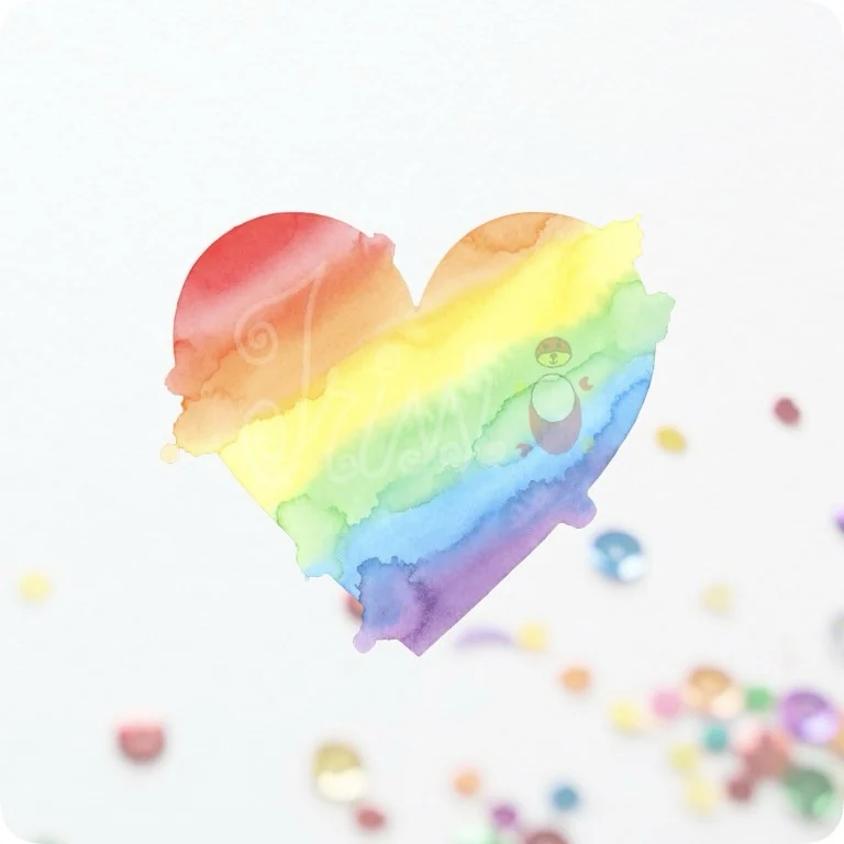 Free Rainbow Heart Watercolor PNG | LGBTQ Love Symbol Clipart — Rainbow Pride Clipart | LGBTQ+ Watercolor PNGs watercolor clipart
