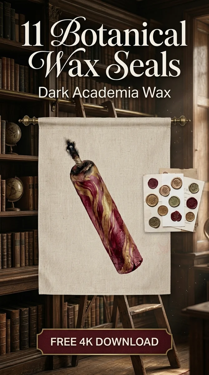 Free Marbled Wax Stick PNG | Burgundy & Gold Craft Clipart — Dark Academia | Botanical Wax Seals watercolor clipart