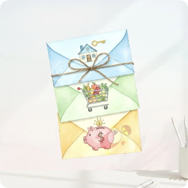 Budget Envelopes Clipart PNG | Sinking Funds Art — Watercolor Budget Planner Clipart watercolor clipart
