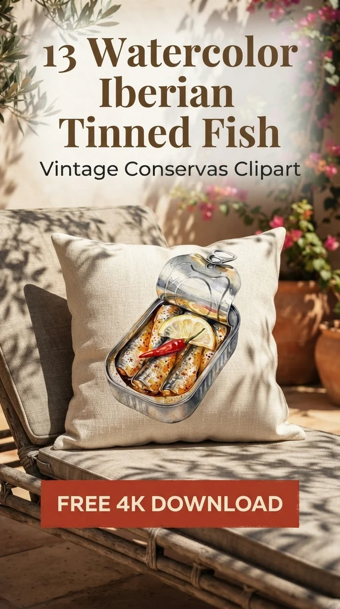 Free Spiced Sardines PNG | Tinned Fish Clipart with Lemon — Tinned Fish Clipart Vintage Sardine PNG Aesthetic watercolor clipart