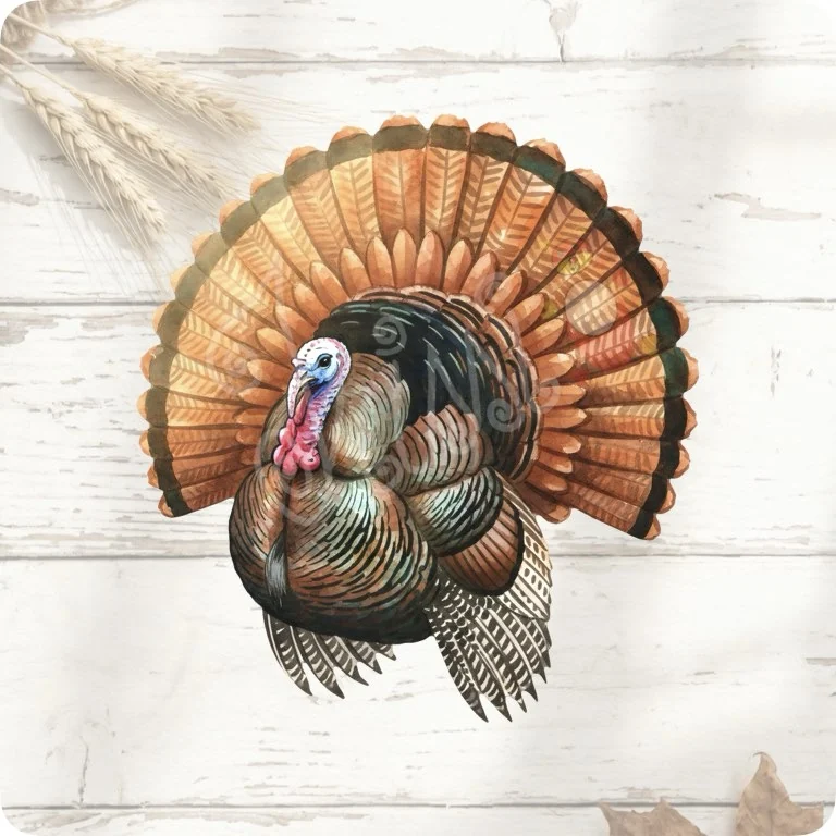 Free Golden Autumn Turkey PNG | detailed Rustic Thanksgiving Clipart — Rustic Farm Bird Clipart | Watercolor Turkey Duck watercolor clipart