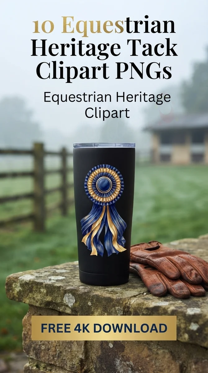 Free Blue & Gold Prize Ribbon PNG | Equestrian Horse Show Award Clipart — Equestrian Clipart | Old Money Vintage Tack PNG watercolor clipart