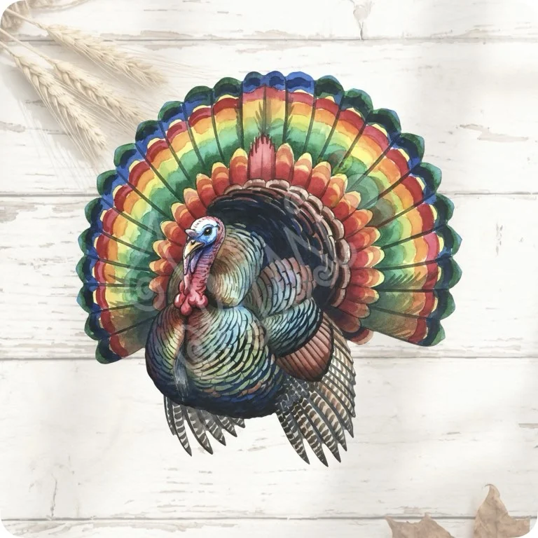 Free Colorful Iridescent Turkey PNG | Rustic Farmhouse Thanksgiving Clipart — Rustic Farm Bird Clipart | Watercolor Turkey Duck watercolor clipart