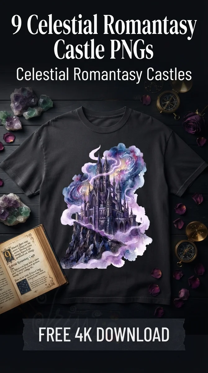 Free Celestial Gothic Citadel PNG | Mystical Fantasy Castle β Celestial Romantasy | Fantasy Castle Clipart watercolor clipart