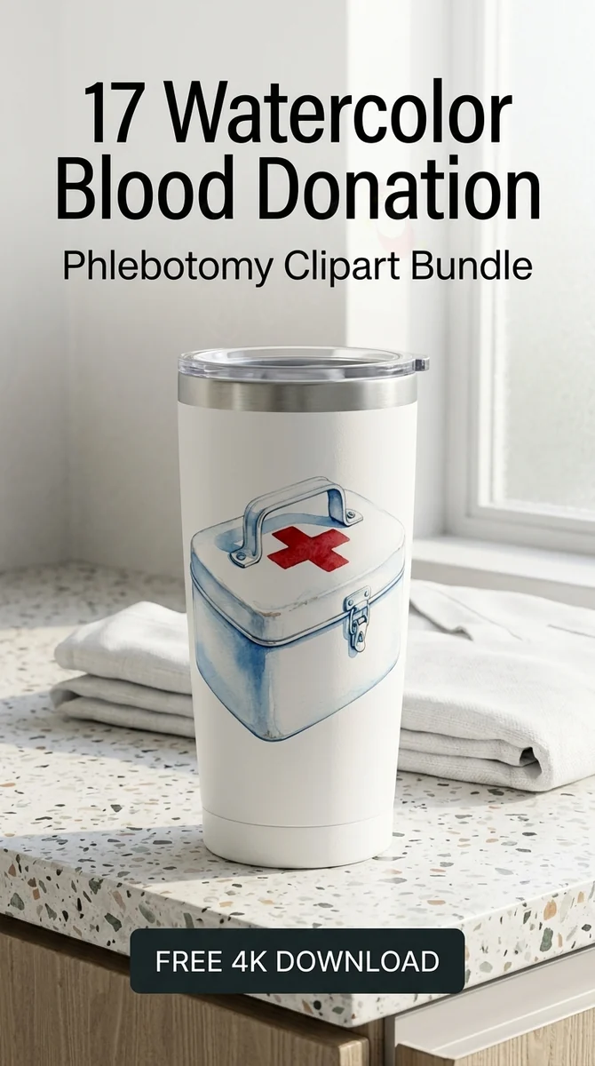 Free Emergency First Aid Kit PNG | Red Cross Box Clipart — Watercolor Blood Donation | Medical Clipart watercolor clipart