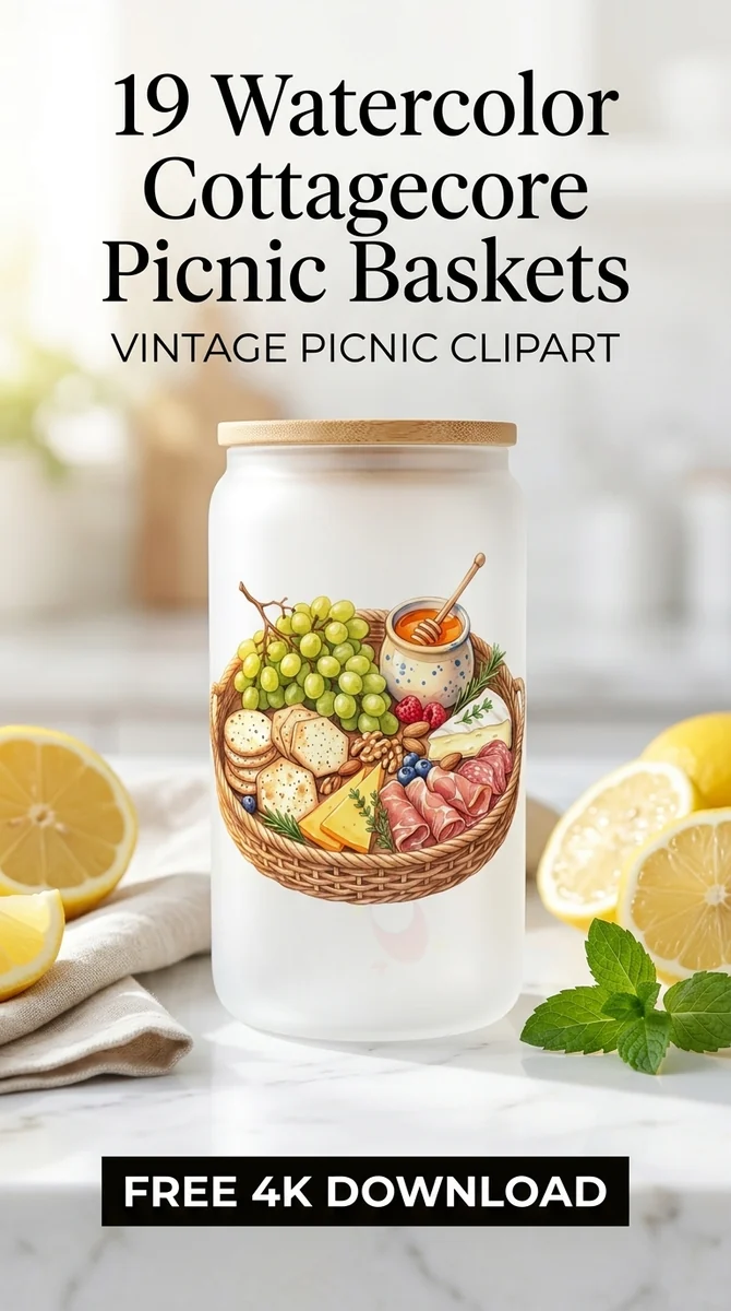 Free Charcuterie Board Clipart PNG | Watercolor Picnic Basket — Cottagecore Picnic | Watercolor Clipart PNG watercolor clipart