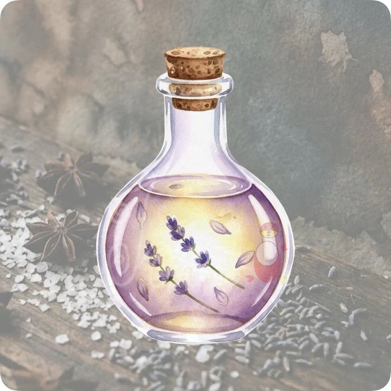 Free Lavender Potion Bottle PNG | Green Witch Apothecary Clipart — Kitchen Witch Clipart | Green Witch Watercolor PNG watercolor clipart