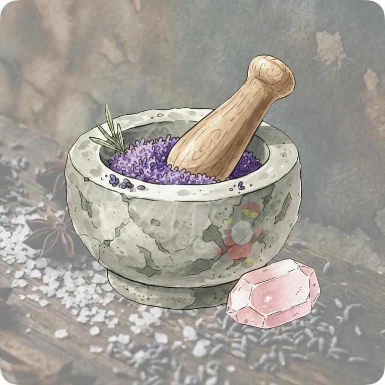 Free Magical Mortar & Pestle PNG | Herbalist Crystal Clipart โ Kitchen Witch Clipart | Green Witch Watercolor PNG watercolor clipart