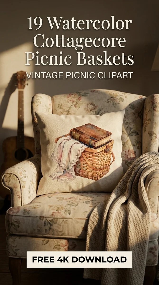 Free Bookish Picnic Clipart PNG | Vintage Book & Lace Watercolor — Cottagecore Picnic | Watercolor Clipart PNG watercolor clipart