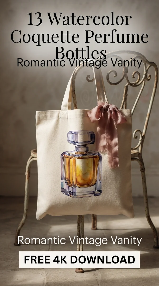 Free Vintage Luxury Perfume PNG | Crystal Glass Bottle Clipart — Coquette Vanity | Watercolor Perfume PNG Clipart watercolor clipart