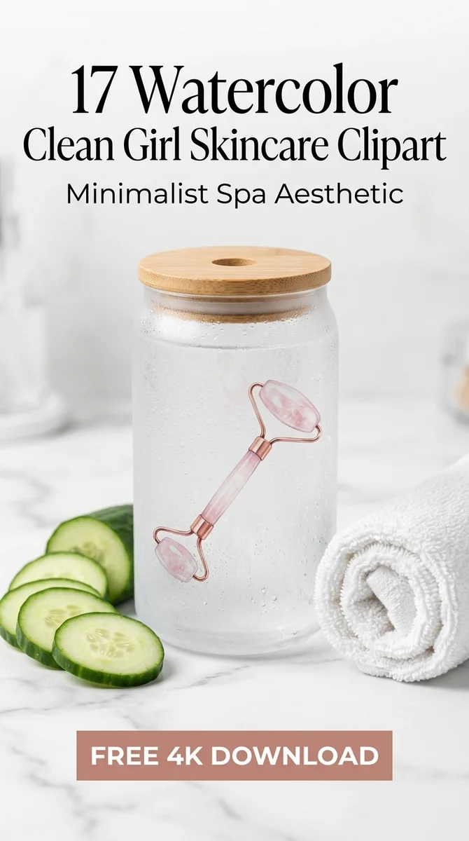 Free Rose Quartz Roller PNG | Watercolor Skincare Tool Clipart — Clean Girl Skincare | Spa Aesthetic Clipart PNG watercolor clipart