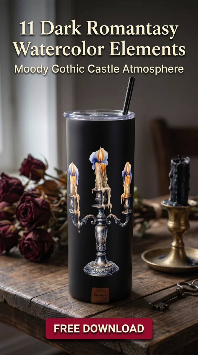 Free Antique Silver Candelabra PNG | Melting Wax Clipart — Dark Romantasy | Gothic Castle PNGs watercolor clipart