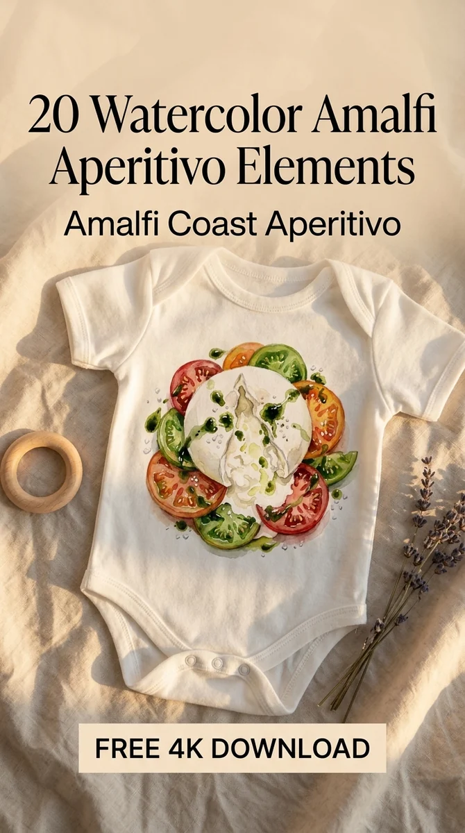 Free Burrata Cheese PNG | Watercolor Italian Aperitivo Clipart — Amalfi Italian Summer | Watercolor Clipart PNG watercolor clipart