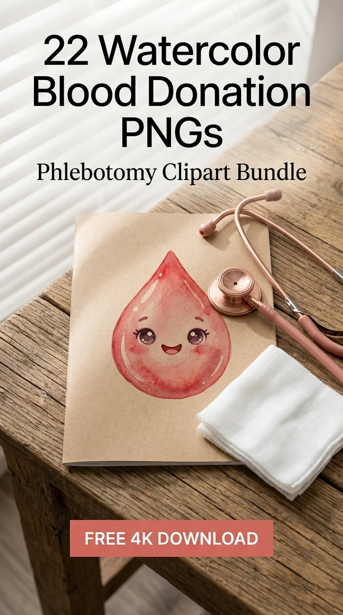 Free Kawaii Blood Drop PNG | Cute Medical Clipart — Watercolor Blood Donation | Medical Clipart watercolor clipart