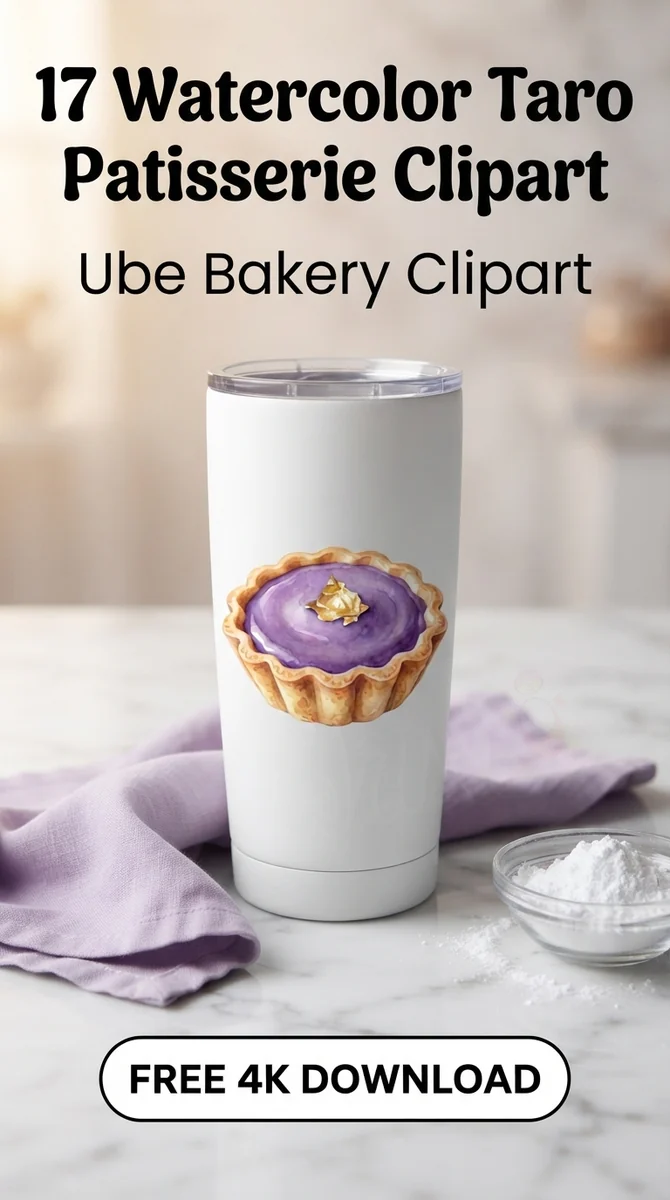 Free Taro Tartlet Design PNG | Purple Bakery Clipart — Taro Patisserie | Ube Dessert Clipart PNG watercolor clipart