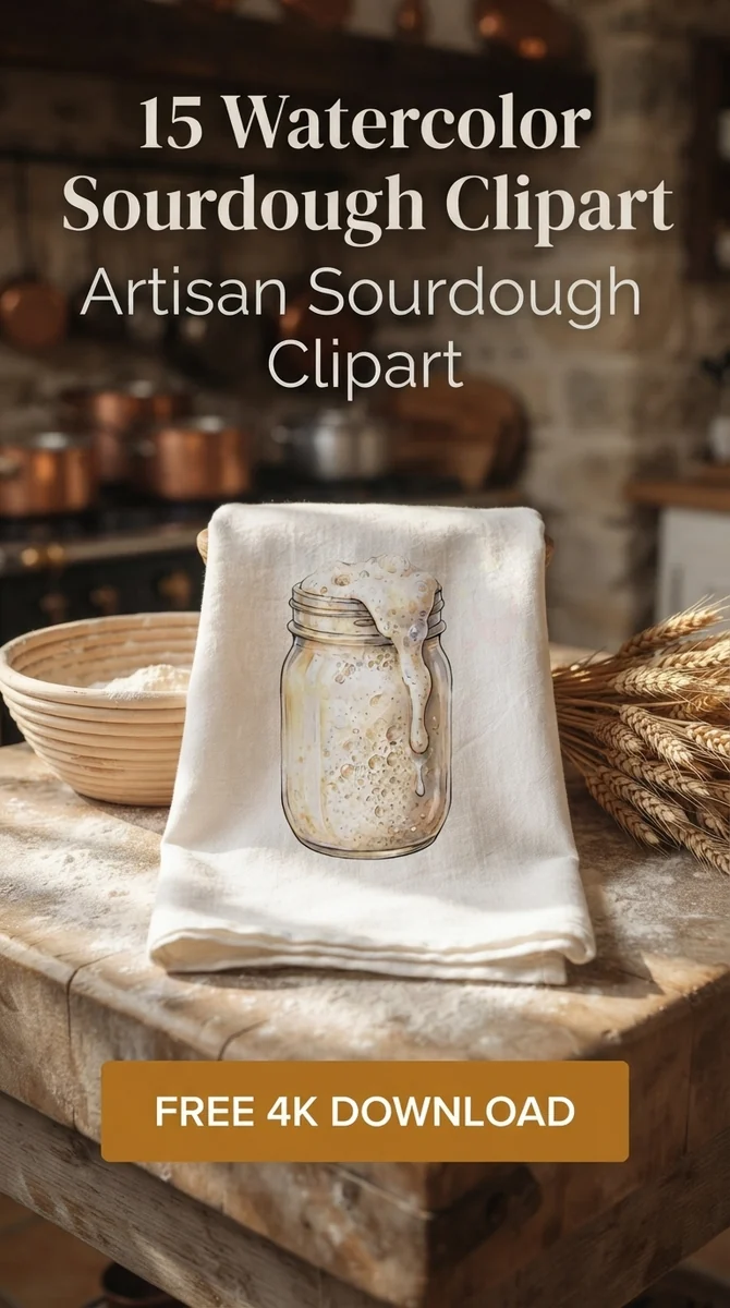 Free Sourdough Starter Jar PNG | Fermenting Yeast Clipart — Sourdough Baking | Artisan Bread Clipart watercolor clipart