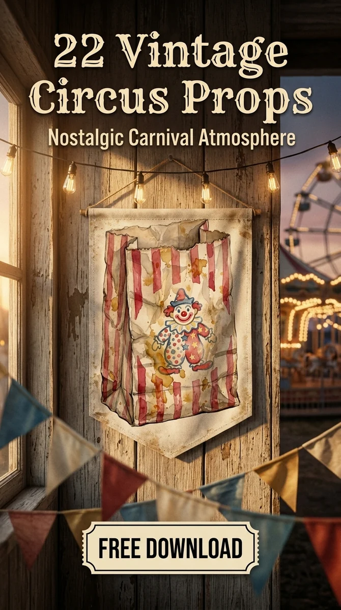Free Vintage Popcorn Bag PNG | Retro Carnival Clipart — Vintage Circus | Dark Carnival Clipart watercolor clipart