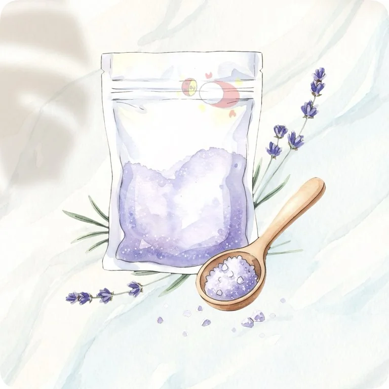 Soothing Bath Salts PNG | Lavender Self-Care Clipart — Fitness Recovery Clipart | Wellness & Workout PNGs watercolor clipart