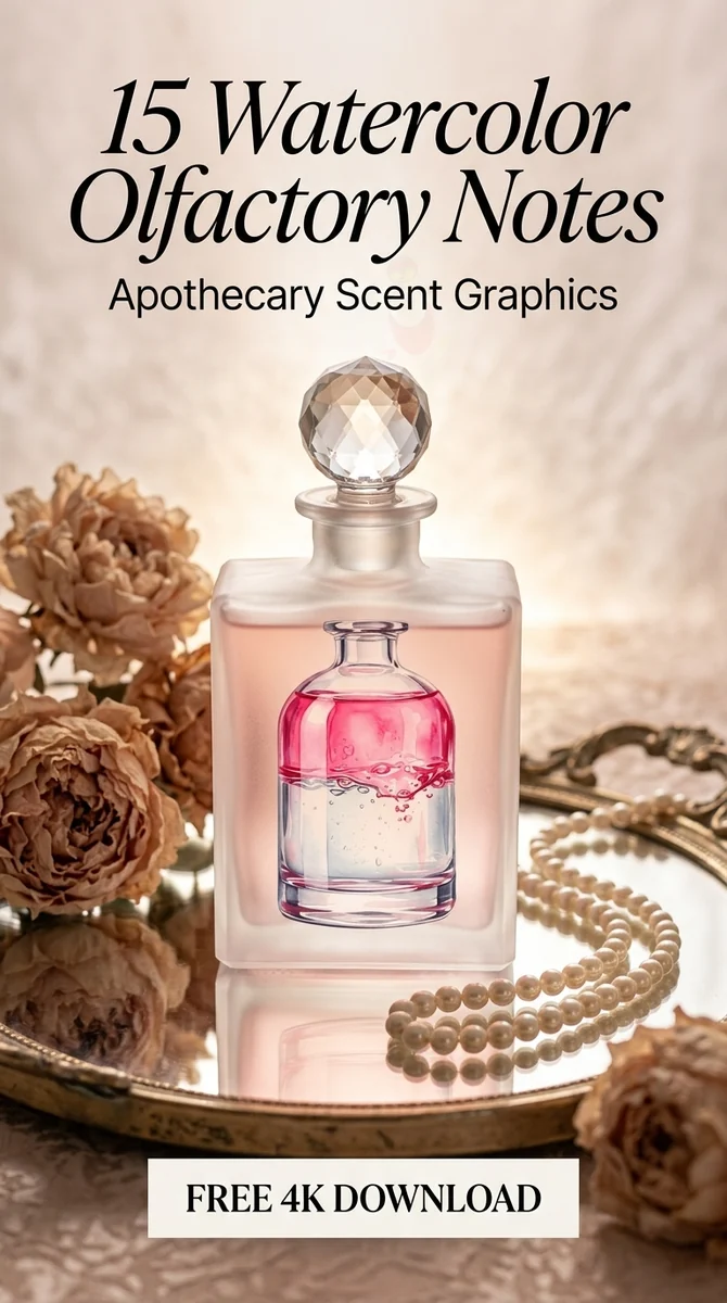 Free Biphase Layered Perfume PNG | Pink Glass Bottle Clipart — Apothecary & Scent Graphics | Perfume Clipart watercolor clipart