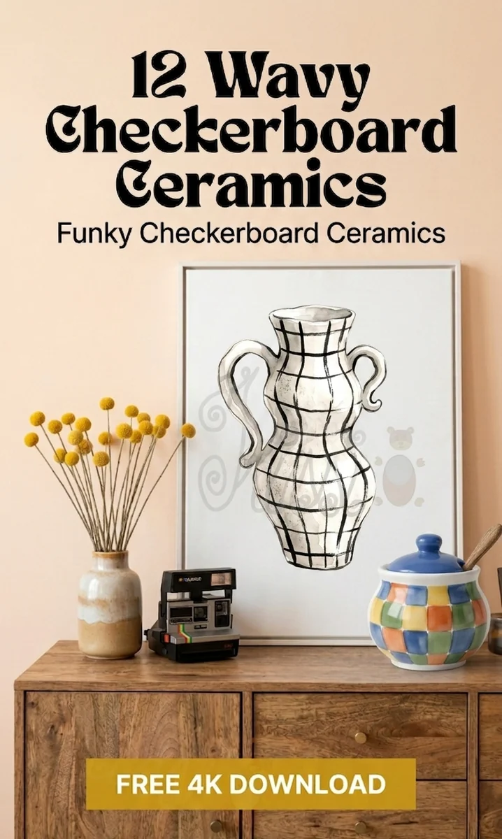Free Wavy Vase PNG | Imperfect Checkerboard Pottery — Imperfect Checkerboard Ceramics | Eclectic Clipart watercolor clipart