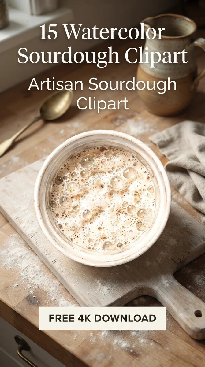 Free Bubbly Sourdough Starter PNG | Wild Yeast Dough Clipart — Sourdough Baking | Artisan Bread Clipart watercolor clipart