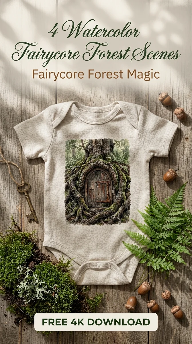 Free Fairy Door PNG | Forest Tree Clipart with Mossy Roots β Fairycore Forest | Whimsical Watercolor Clipart watercolor clipart