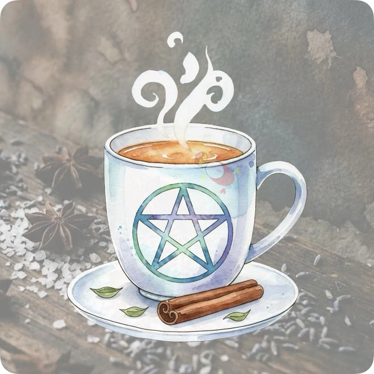 Free Pentacle Tea Mug PNG | Morning Magic Witchy Clipart — Kitchen Witch Clipart | Green Witch Watercolor PNG watercolor clipart
