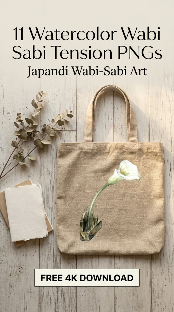 Free Brutalist Kenzan Calla Lily PNG | Modern Floral Clipart — Wabi Sabi Clipart | Minimalist Japandi Floral PNGs watercolor clipart