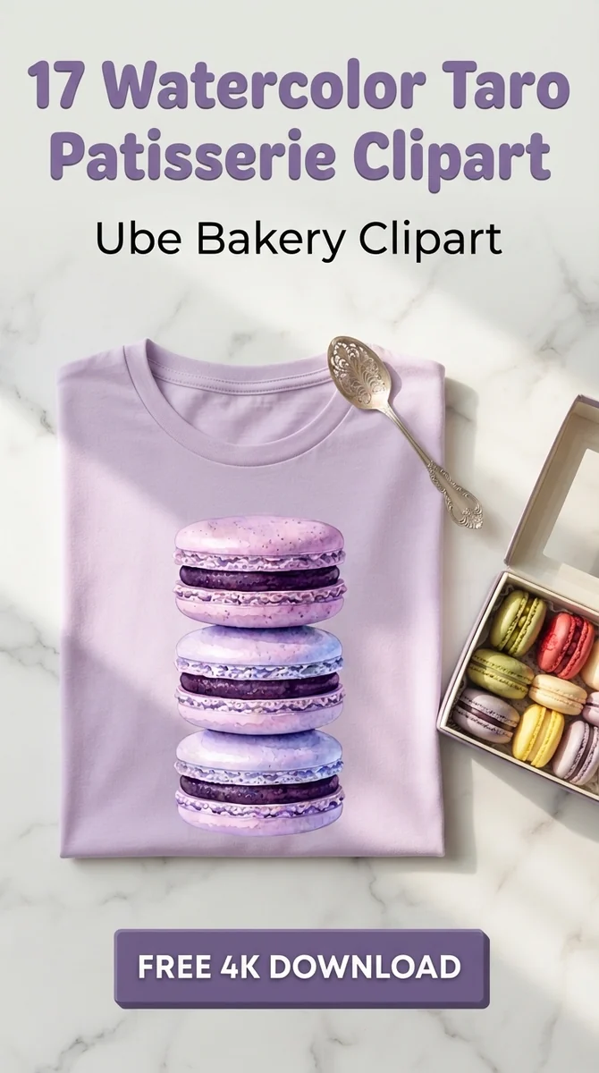 Free Taro Macarons PNG Clipart | Purple French Pastry — Taro Patisserie | Ube Dessert Clipart PNG watercolor clipart