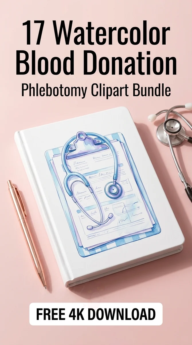 Free Medical Clipboard & Stethoscope PNG | Doctor Clipart — Watercolor Blood Donation | Medical Clipart watercolor clipart
