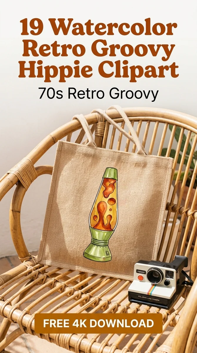 Free Retro Lava Lamp Clipart | Vintage 70s Boho Art PNG — Retro Groovy Clipart | Hippie 70s PNG watercolor clipart