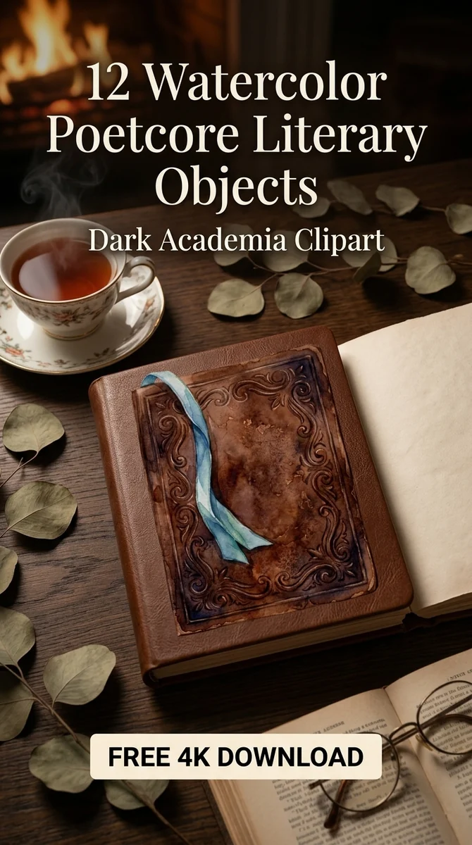 Free Leather Bound Journal PNG | Vintage Book Clipart β Dark Academia | Poetcore Literary Clipart watercolor clipart