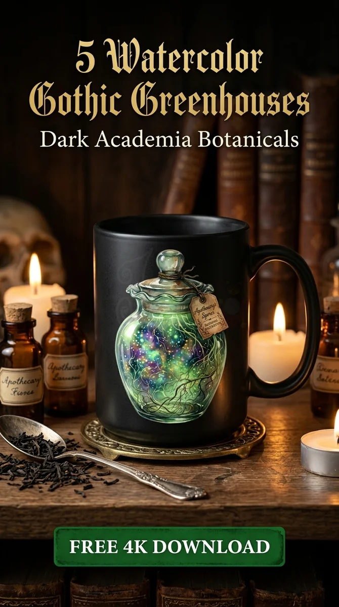 Free Apothecary Jar PNG | Glowing Gothic Greenhouse Clipart — Gothic Greenhouse | Dark Academia Clipart watercolor clipart