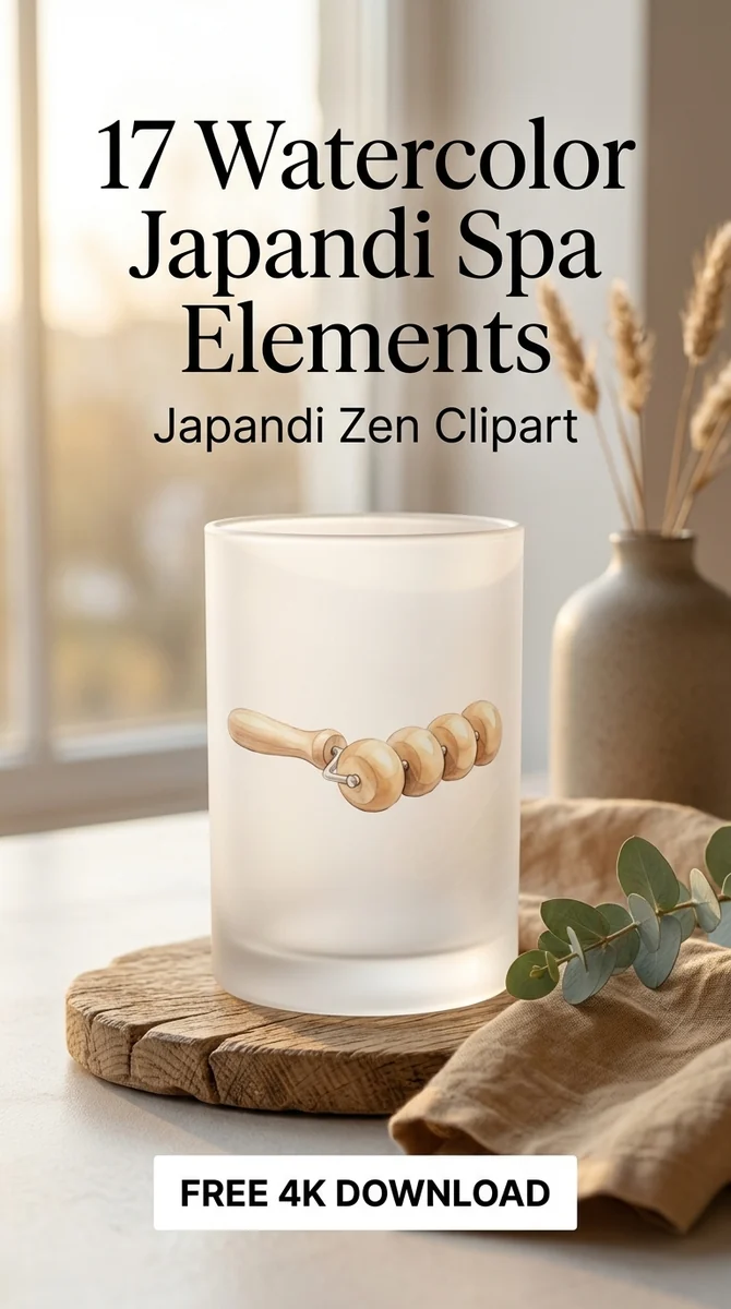 Free Wooden Massage Roller PNG | Natural Spa Tool Clipart — Japandi Spa Decor | Zen Clipart PNG watercolor clipart