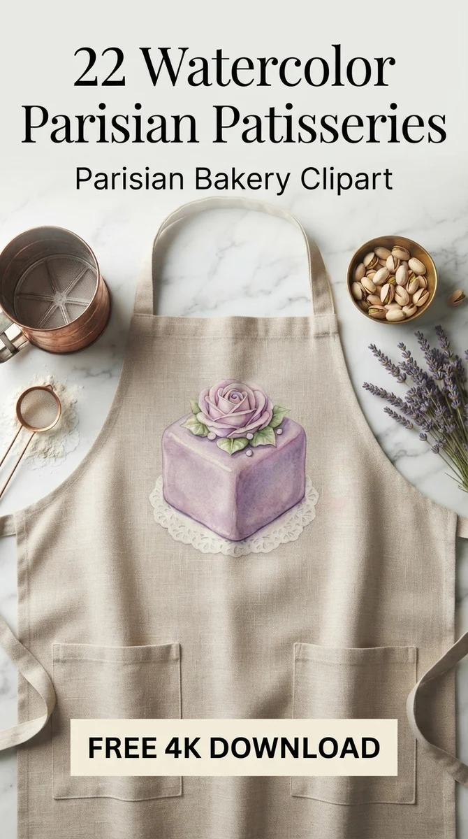 Free Lavender Petit Four PNG | French Patisserie Clipart — French Patisserie Clipart | Parisian Bakery PNG watercolor clipart