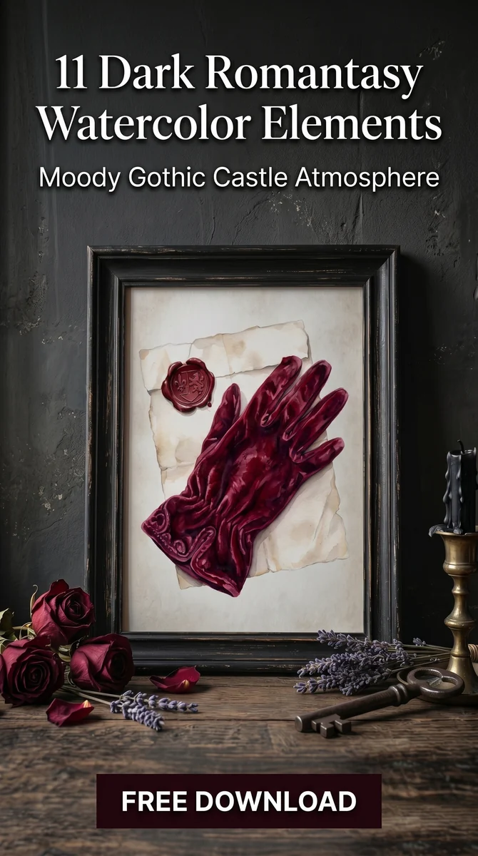 Free Gothic Wax Seal Letter PNG | Crimson Glove Clipart — Dark Romantasy | Gothic Castle PNGs watercolor clipart